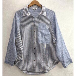 UMGEE Women's Striped Long Sleeve Button Up Shirt Size Large